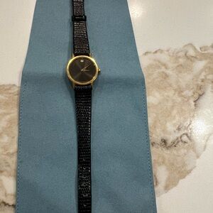 Movado Gold and Black Women's museum watch new band and battery